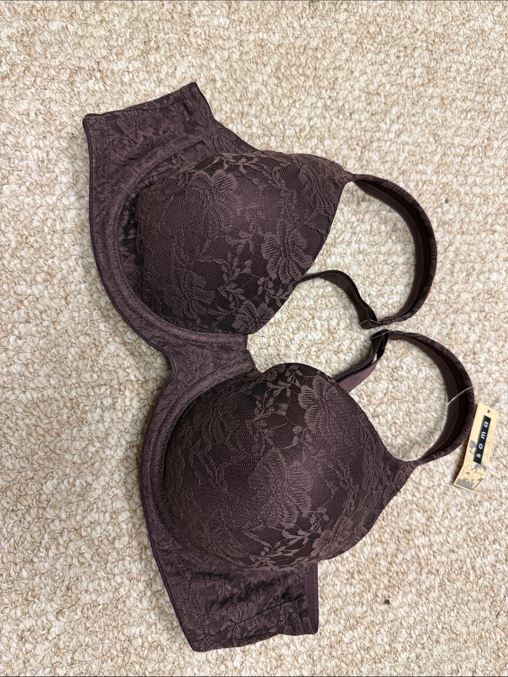 Soma Lace Full-Coverage Bra in Dark Chocolate